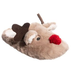 Isotoners Slip-on Reindeer Character Slippers With Antlers NWT